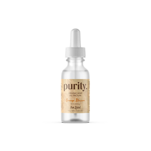 Load image into Gallery viewer, A small, frosted glass dropper bottle with a white screw cap and dropper, labeled &quot;Purity 600mg Full-Spectrum High Potency CBD Olive Oil.&quot; The beige label indicates &quot;Orange Blossom&quot; flavor and &quot;Full Spectrum CBD&quot; with 600mg of Cold Pressed CBD.
