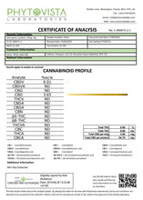 Load image into Gallery viewer, An analysis certificate from Phytovista Laboratories details the cannabinoid profile of an NKD product sample (batch: AR047-2-1). The report lists various cannabinoids and their concentrations, indicating the absence (ND) of most, except CBD at 9.34% and CBDV at 0.14%. Perfect for inclusion in our premium NKD 300mg CBD Infused Specialty Beard Balm Gift Set or pairing with our NKD Beard Balm.
