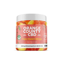 Load image into Gallery viewer, Orange County CBD 400mg CBD Fizzy Peach Rings - Small Tub - Associated CBD
