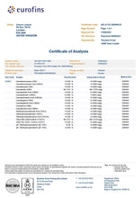 Load image into Gallery viewer, Image of a Certificate of Analysis from Eurofins for batch 444-202-100117662. The analysis includes concentrations of cannabinoids, highlighting THC Free and 5000mg CBD from Provacan 5000mg CBD Isolate Powder - 5g produced by Provacan. It indicates full compliance with UKAS standard ISO/IEC17025:2017 and features logos of accrediting bodies.
